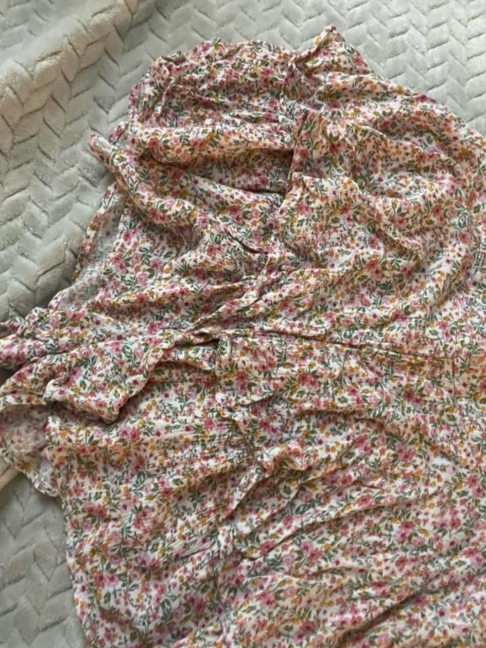 Altar'd State Pink Multi Floral Ruffle Shorts